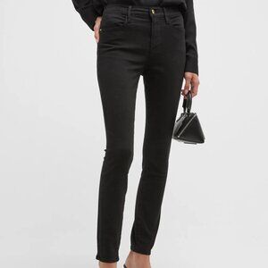 FRAME LE HIGH SKINNY JEANS BLACK SUPER STRETCH ANKLE LENGTH 24 NWOT